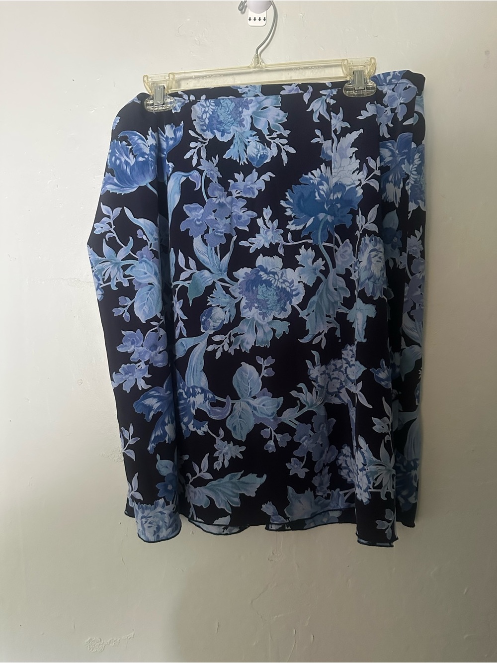 Norton McNaughton Navy and Light Blue Floral Midi Skirt